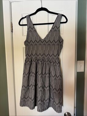 Lucky Brand Black and White Geometric Midi Dress